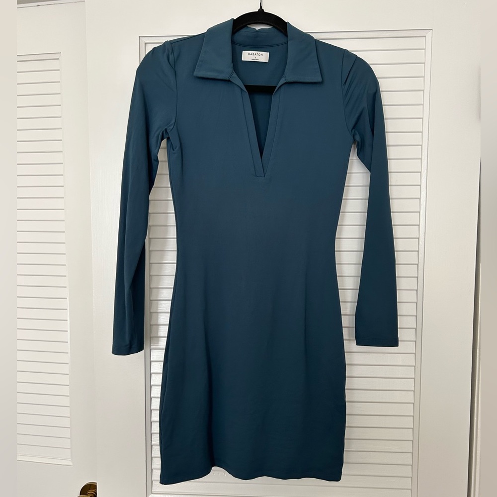 Babaton (Aritzia) Blue Bodycon Contour Collared Dress